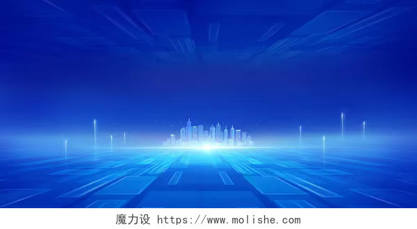 蓝色科技感城市建筑粒子未来创新发展金融网络光效背景会议背景